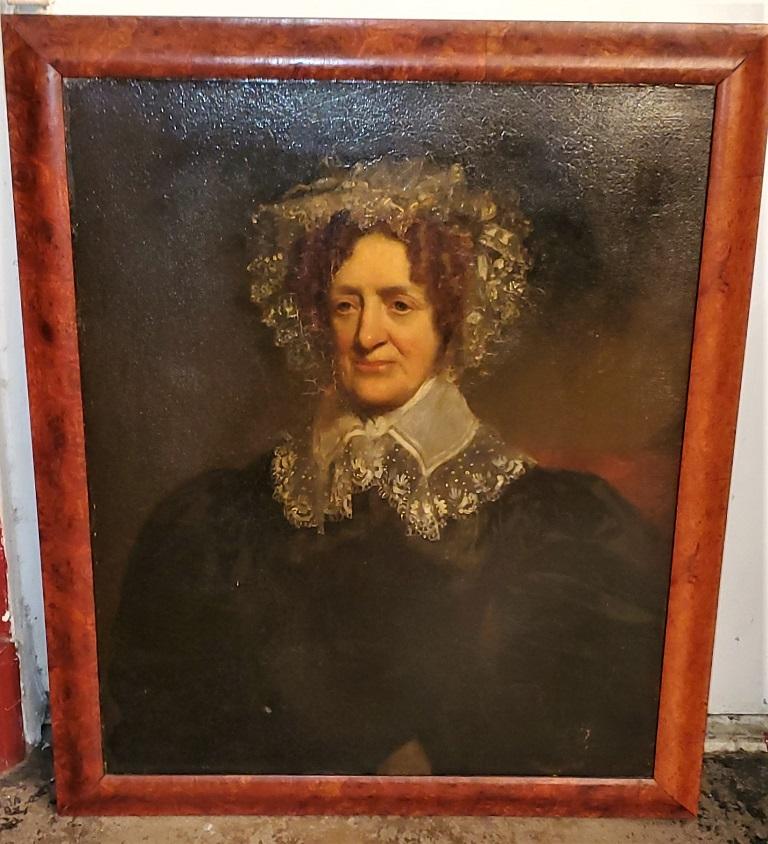 Hand-Painted 19th Century Portrait of an Elderly Lady in the Style of Jacob Eichholtz For Sale