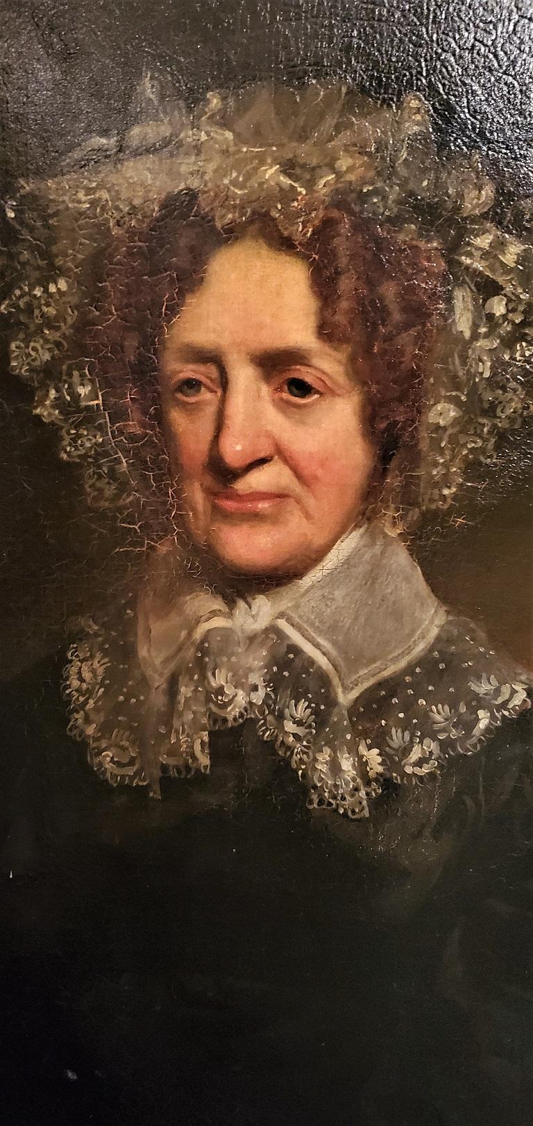 Toile Portrait d'une dame âgée du XIXe siècle dans le style de Jacob Eichholtz en vente