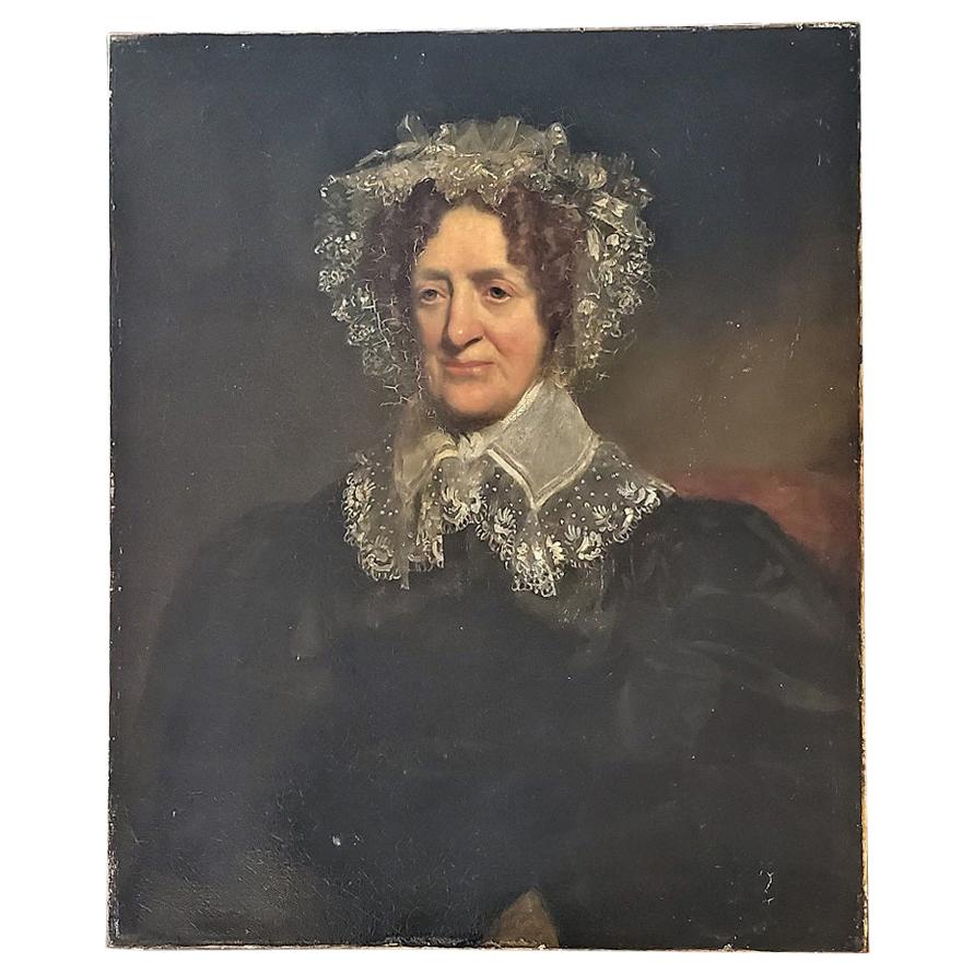 Portrait d'une dame âgée du XIXe siècle dans le style de Jacob Eichholtz en vente