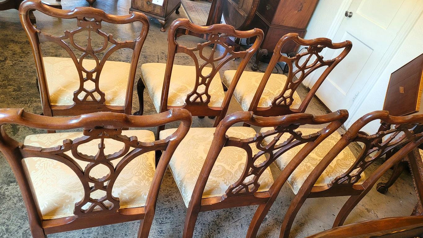 19C Set of 6 Irish Chippendale Style Ribbon Back Dining Chairs For Sale 4