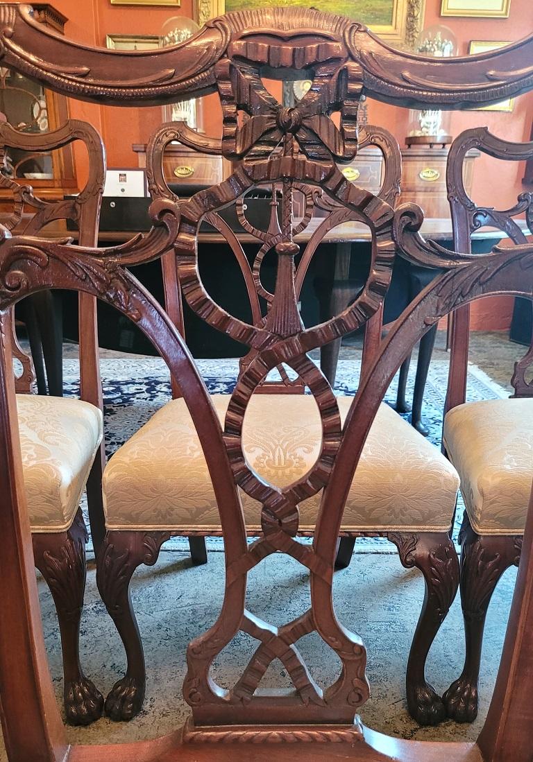 19C Set of 6 Irish Chippendale Style Ribbon Back Dining Chairs For Sale 8