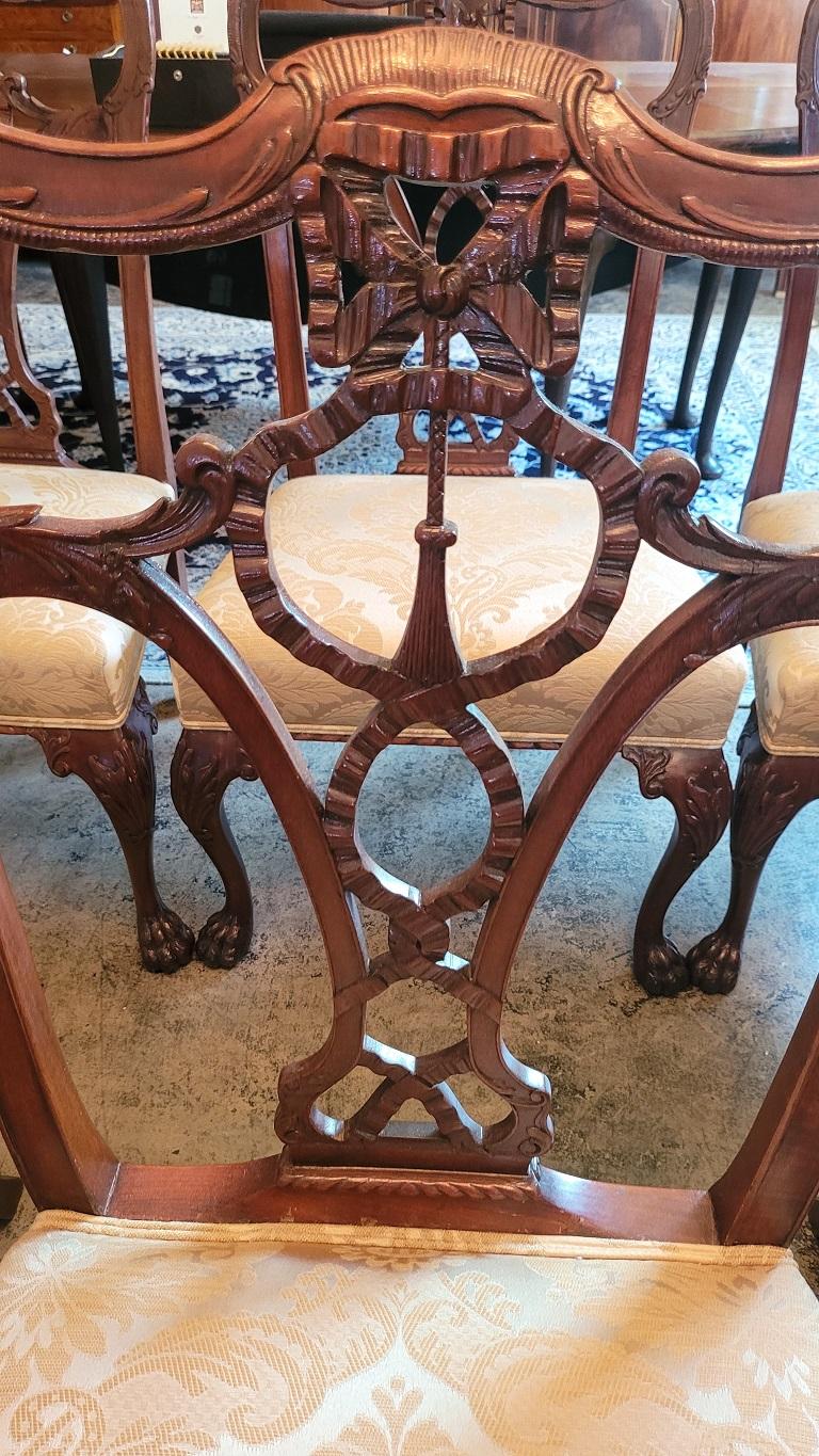 19C Set of 6 Irish Chippendale Style Ribbon Back Dining Chairs For Sale 9
