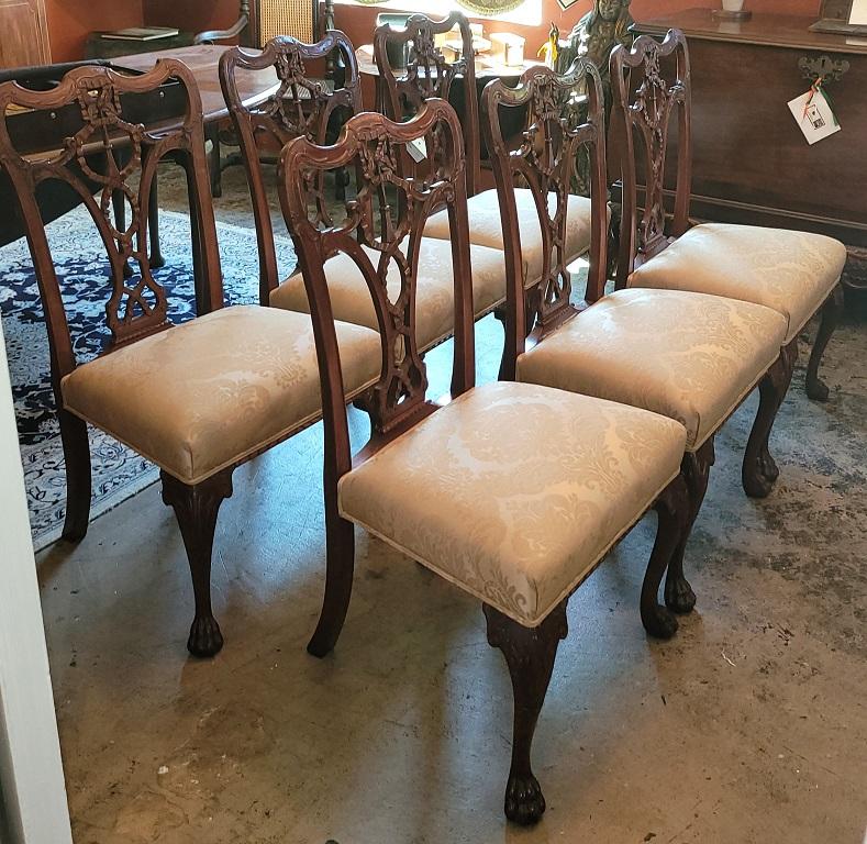 19C Set of 6 Irish Chippendale Style Ribbon Back Dining Chairs For Sale 3