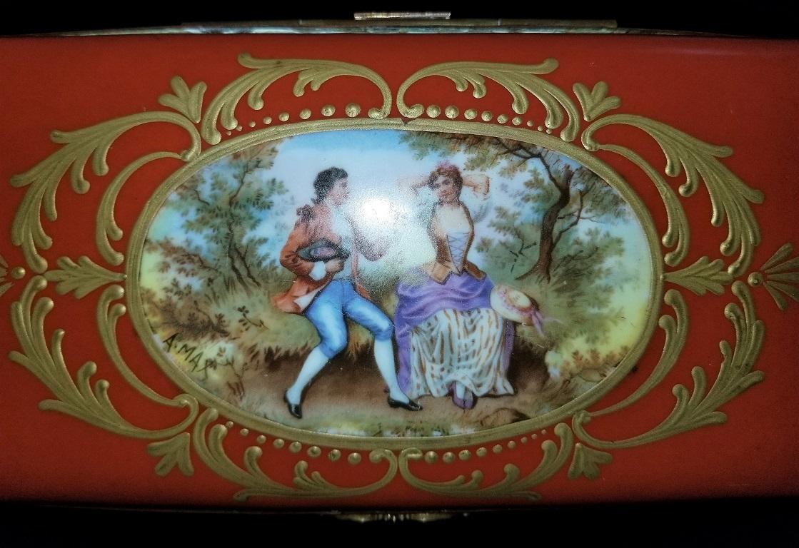 19C Sevres Porcelain Trinket Box with Ring Tray 4