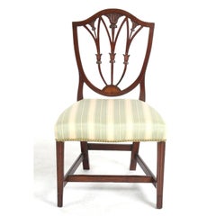 19th Century Federal Inlaid Mahogany Shield Back Side Chairs, Pair
