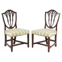 19th Century Federal Inlaid Mahogany Shield Back Side Chairs, Pair