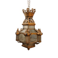 19c Spanish Antique Gilded Tole Lantern