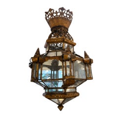 19c Spanish Antique Gilded Tole Lantern