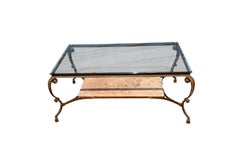 19c Style Bronze & Italian Marble Glass Top Cocktail Table