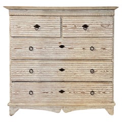 19c Swedish Antique Painted Reeded Chest