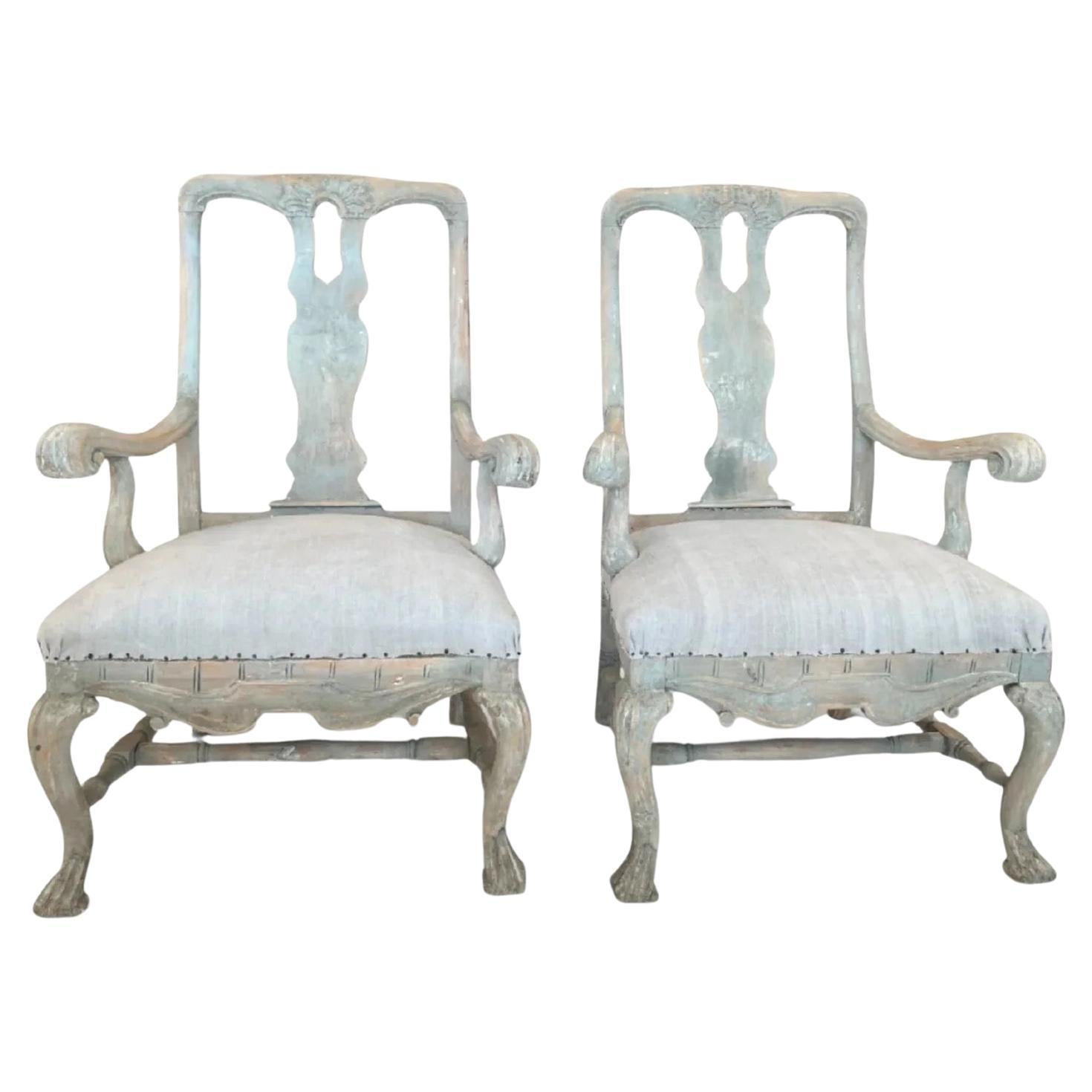 19c schwedischen antiken Paar Sessel im Angebot