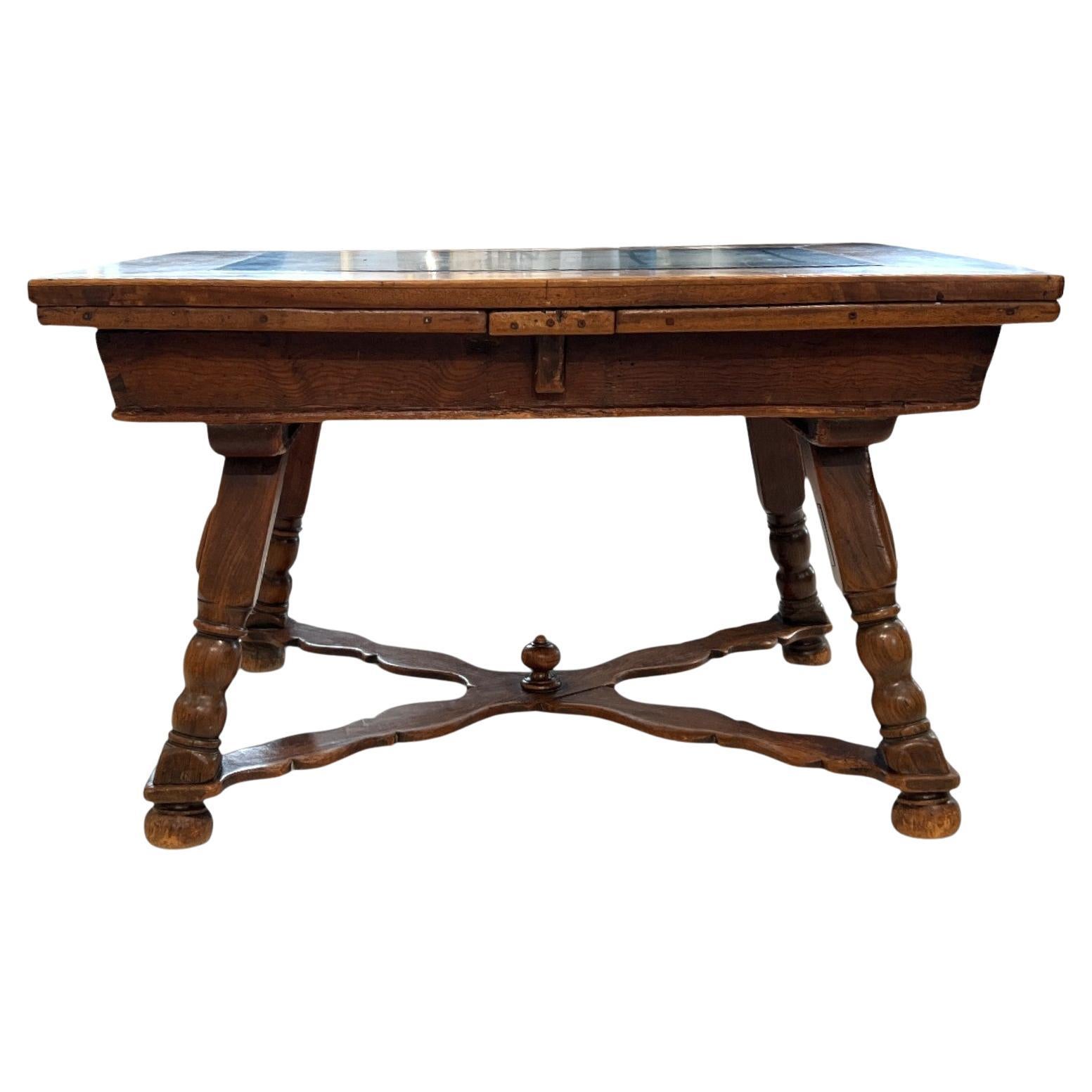 19c Swiss Antique Walnut Table with Slate 
2 Leaves For Sale