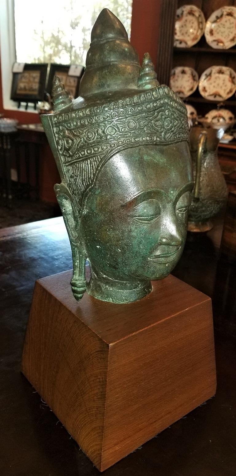 antique bronze buddha head