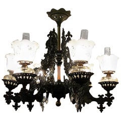 19century Bradley & Hubbard Cast Iron Six-Arm Chandelier