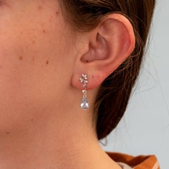 1.9ct Aquamarine Drop Earrings with Lab Grown Diamond Accents: Solid 14K Gold
