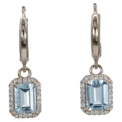 1.9ct Aquamarine Stud Earrings with Earth-Mined Diamond Accents: Solid 14K Gold