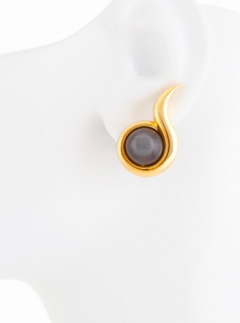 18k. Natural Black Moonstones (1.9ct.). This piece was made in Manhattan entirely by hand, and was cast, one at a time, using the lost wax process. Prince John Landrum Bryant Created and Designed this piece and Supervised its Fabrication.