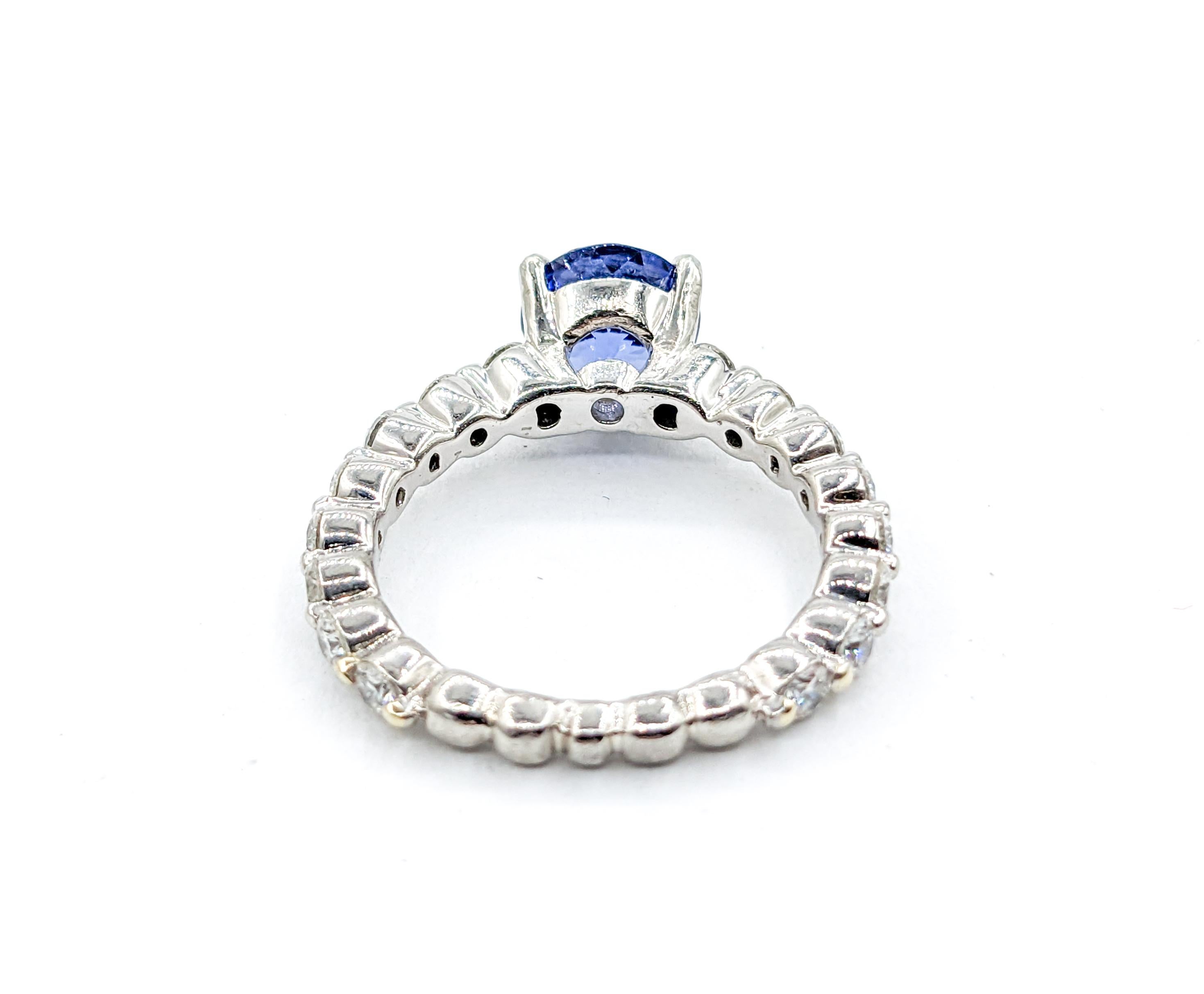 Women's 1.9ct Blue Sapphire &.50ctw Diamond Ritani Ring In Premium Platinum For Sale