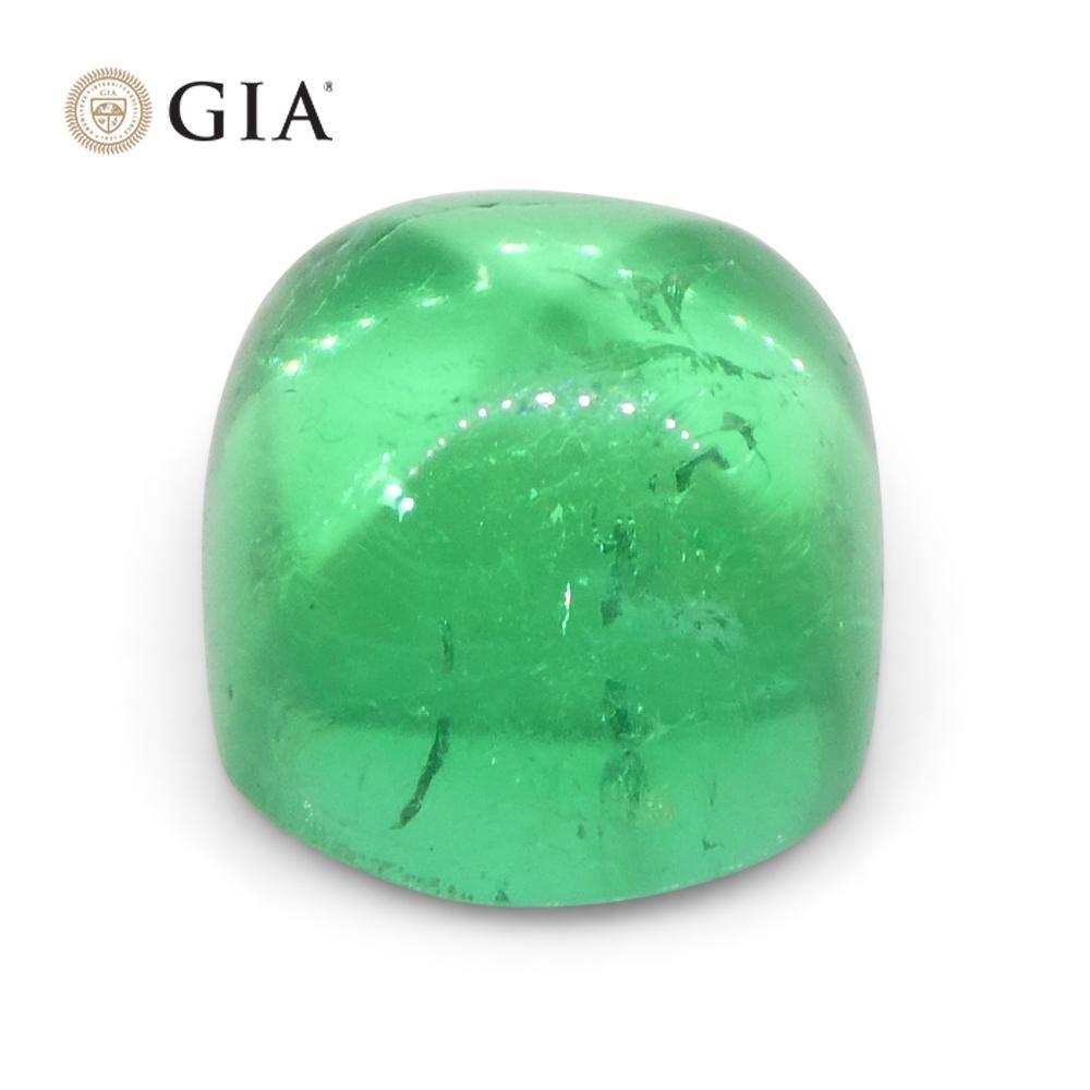 1.9ct Cushion Sugarloaf Cabochon Green Emerald GIA Certified Colombia   For Sale 2
