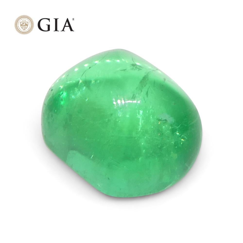 This is a stunning GIA Certified Emerald 


The GIA report reads as follows:

GIA Report Number: 6234190402
Shape: Cushion Sugarloaf Cabochon
Cutting Style: 
Cutting Style: Crown: 
Cutting Style: Pavilion: 
Transparency: Transparent
Colour: