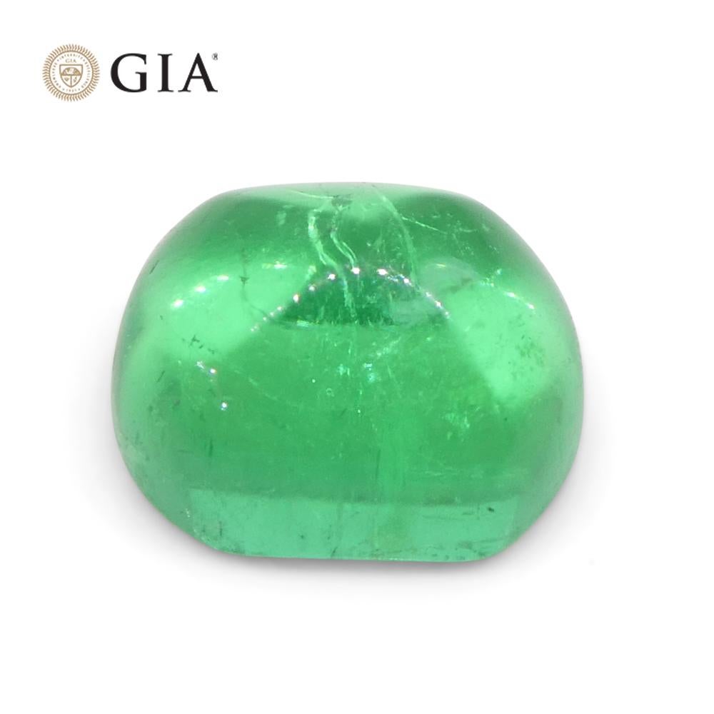 1.9ct Cushion Sugarloaf Cabochon Green Emerald GIA Certified Colombia   For Sale 5