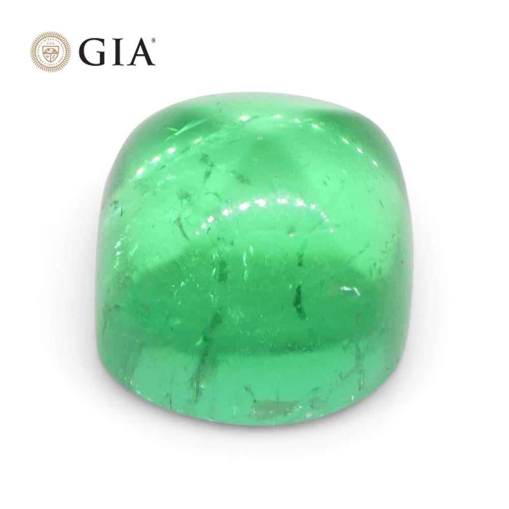 1.9ct Cushion Sugarloaf Cabochon Green Emerald GIA Certified Colombia   For Sale 6