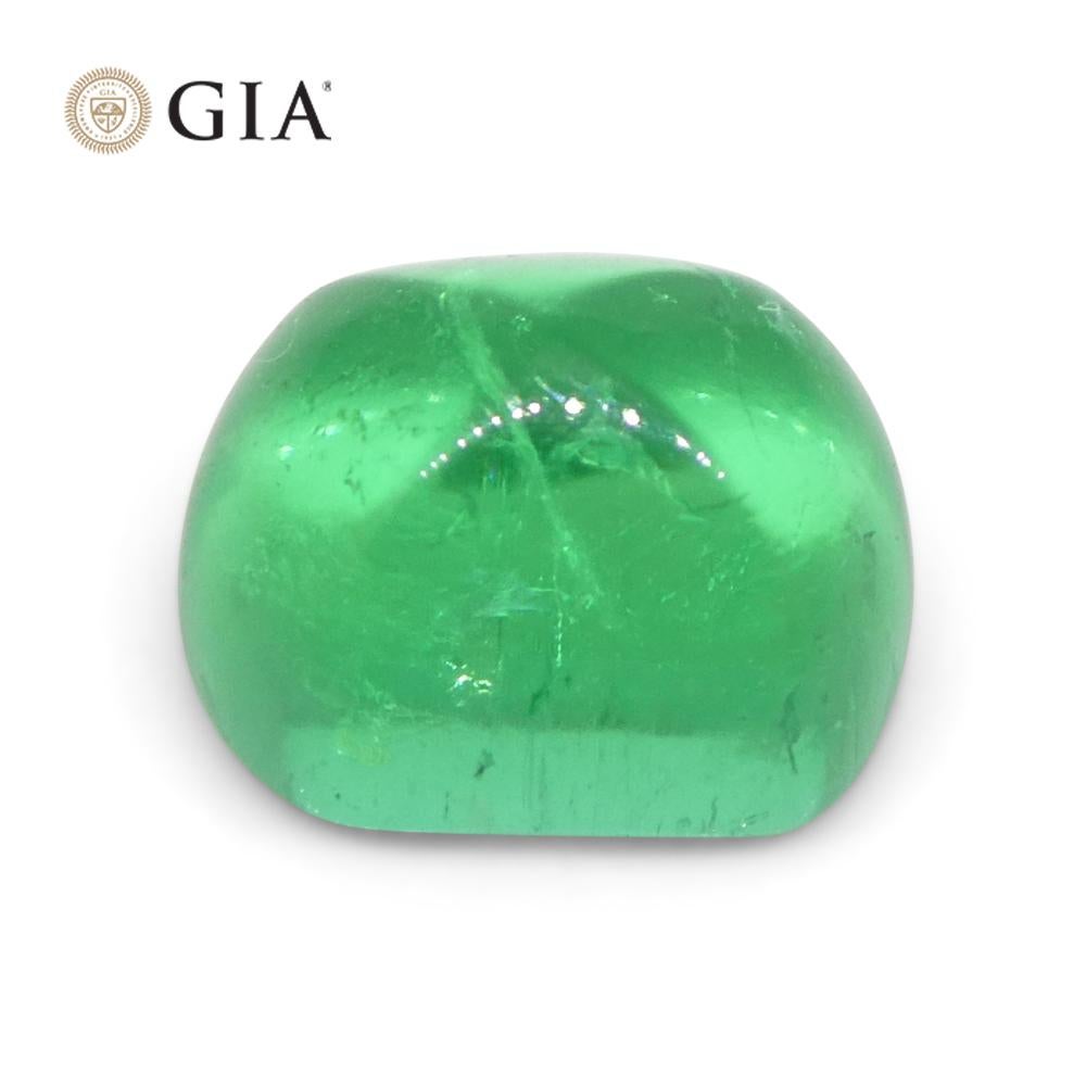 1.9ct Cushion Sugarloaf Cabochon Green Emerald GIA Certified Colombia   For Sale 7