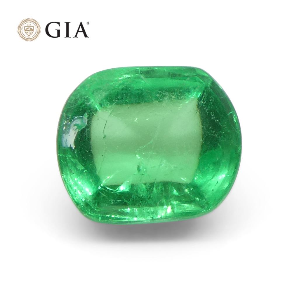 1.9ct Cushion Sugarloaf Cabochon Green Emerald GIA Certified Colombia   For Sale 8