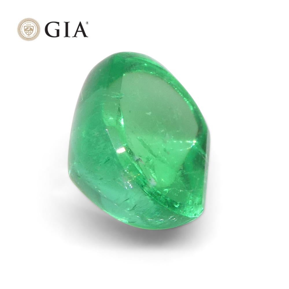 1.9ct Cushion Sugarloaf Cabochon Green Emerald GIA Certified Colombia   For Sale 4