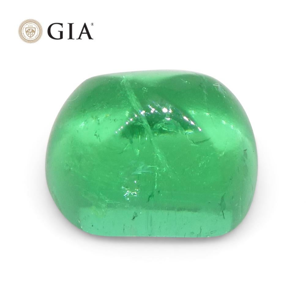 Cushion Cut 1.9ct Cushion Sugarloaf Cabochon Green Emerald GIA Certified Colombia   For Sale