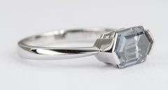 1.9ct Hexagon-Shape Gray Moissanite Engagement Ring 14K White Gold R6104