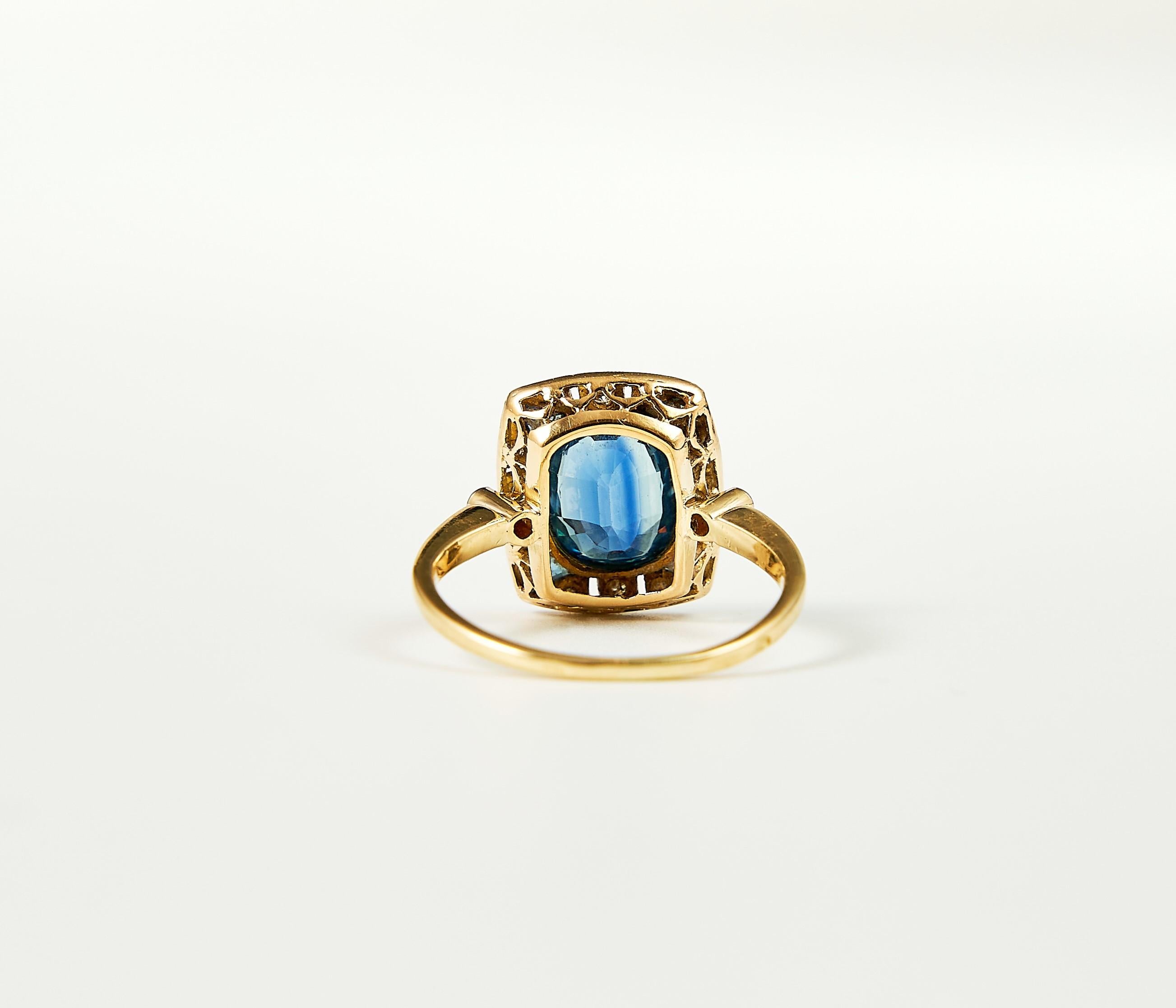 Women's or Men's 1.9ct Art Deco No Heat Sapphire Ring 