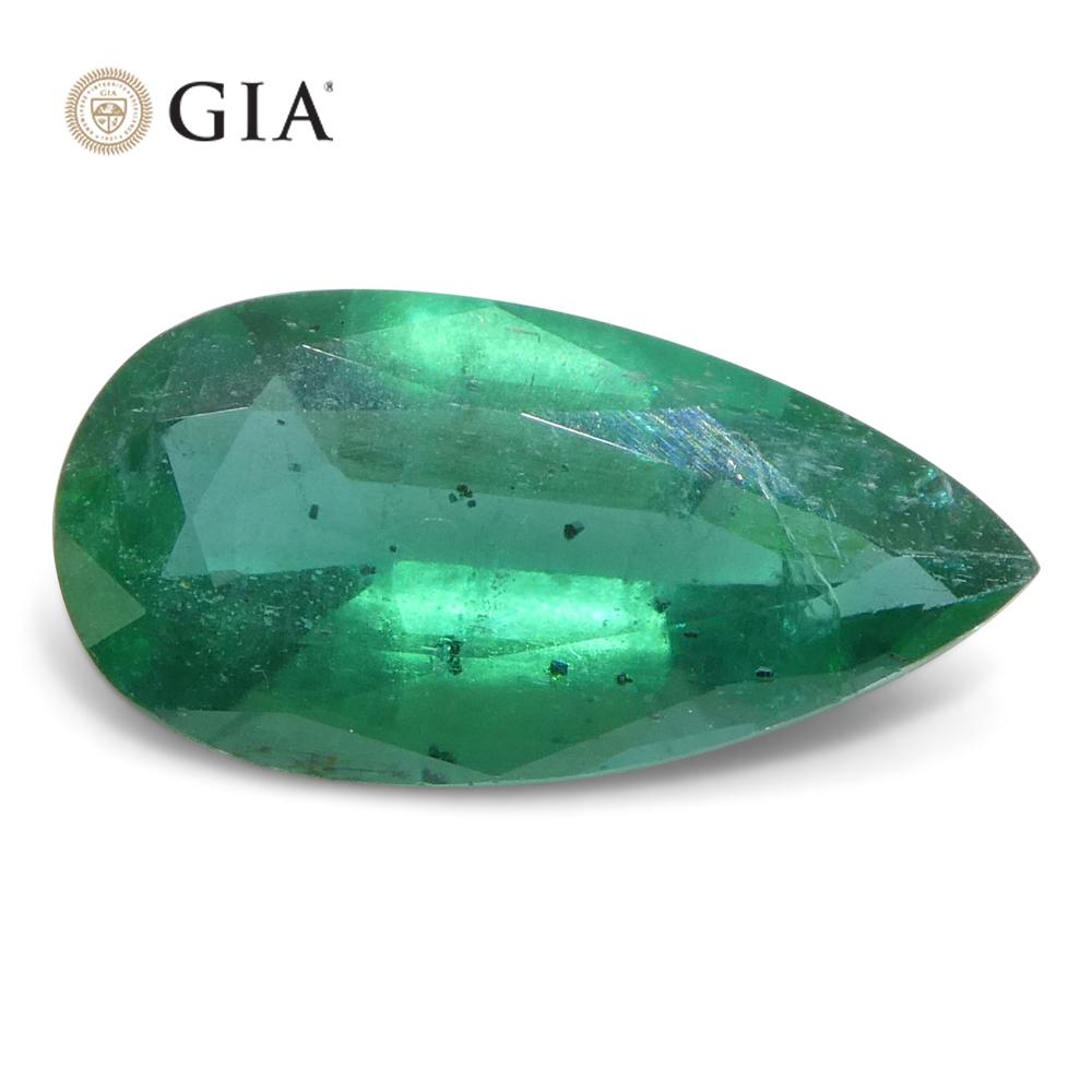 1.9ct Pear Green Emerald GIA Certified Zambia (F1) For Sale 5