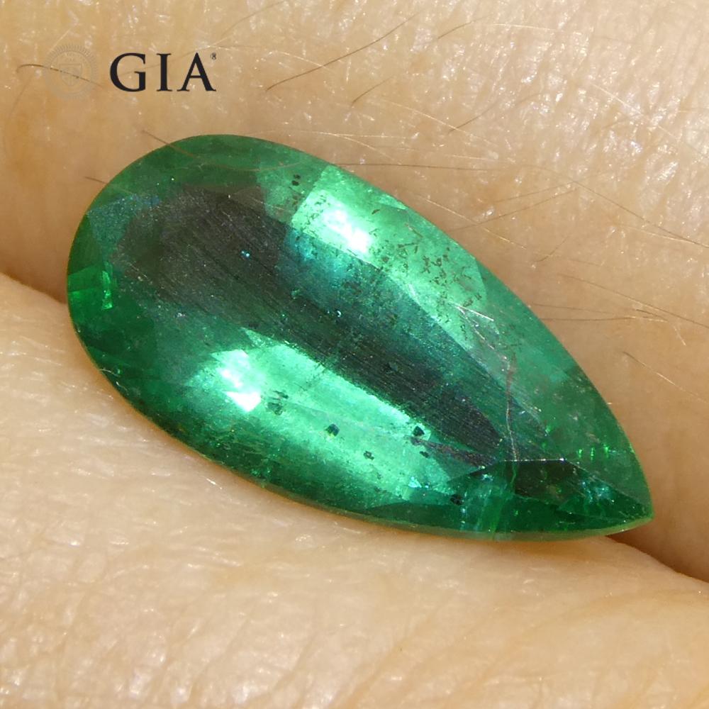 1.9ct Pear Green Emerald GIA Certified Zambia (F1) For Sale 8