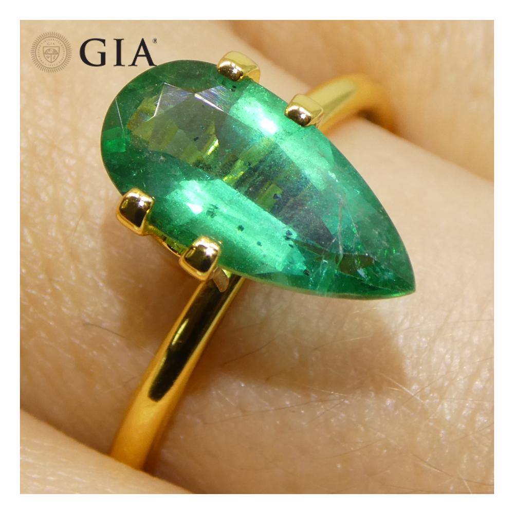 1.9ct Pear Green Emerald GIA Certified Zambia (F1) For Sale 9