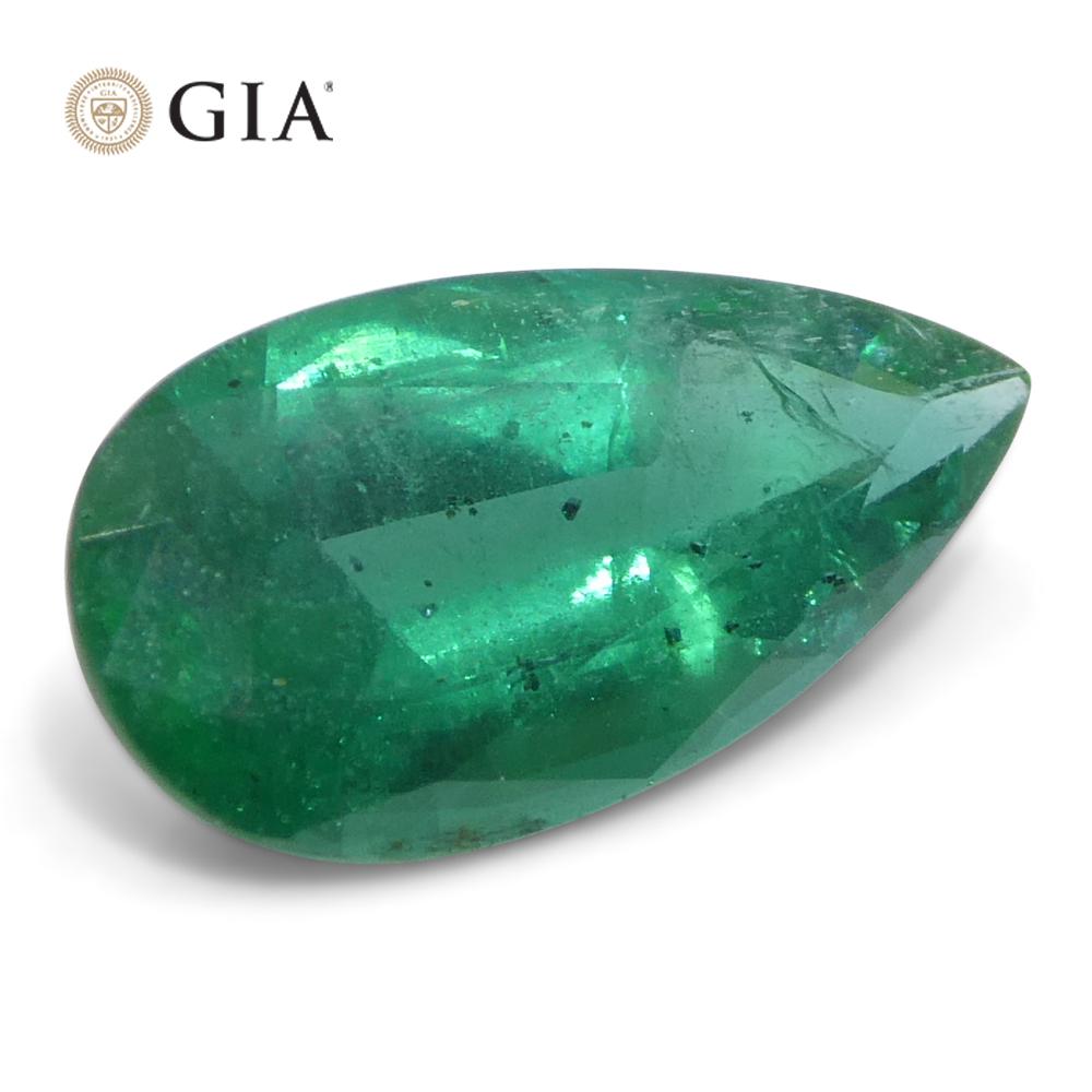 1.9ct Pear Green Emerald GIA Certified Zambia (F1) For Sale 1