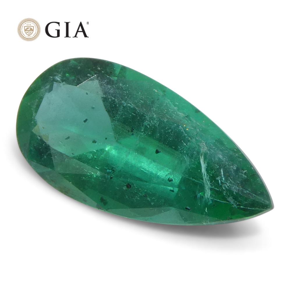1.9ct Pear Green Emerald GIA Certified Zambia (F1) For Sale 4