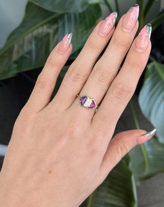 1.9Ct Pink & Purple Sapphire Ring with Natural Diamonds Accents: Solid 14K Gold