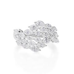 Anello nuziale con diamante marquise da 1,9 carati, purezza SI, colore HI, oro bianco 14 carati