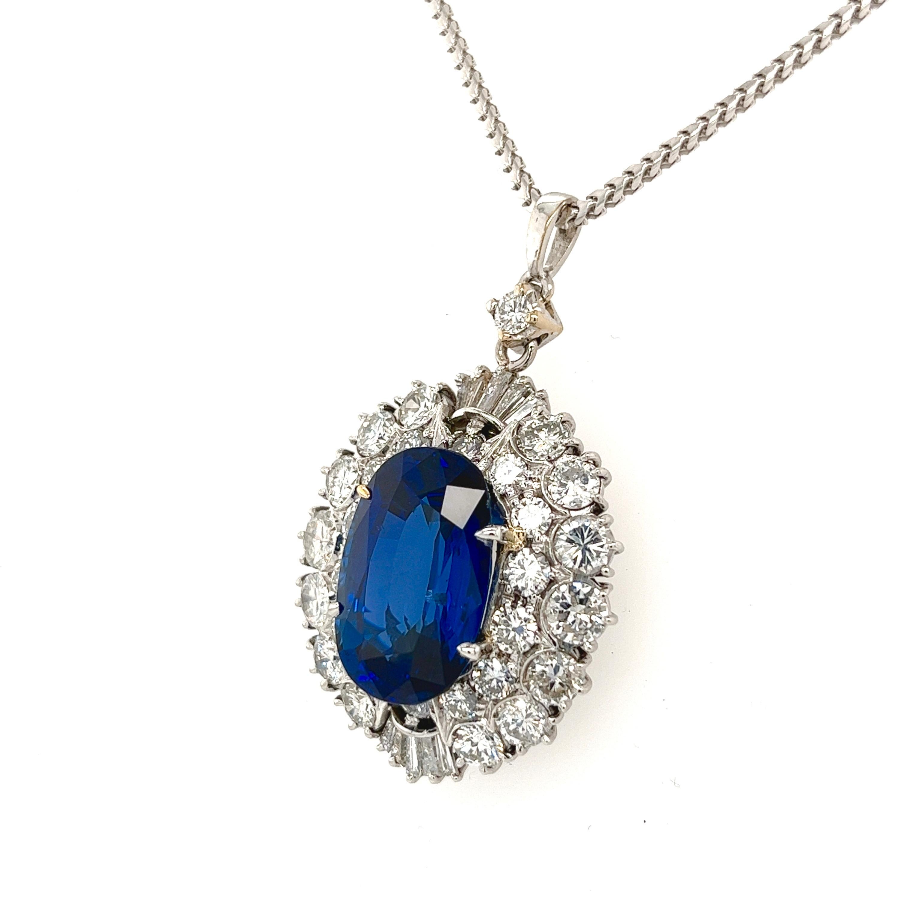 Art Deco 19ct Van Cleef and Arpels Ceylon Blue Sapphire and Diamond Pendant Necklace