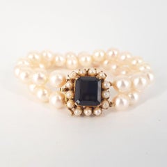 19ct Yellow Gold, Pearl and Garnet Necklace & Bracelet