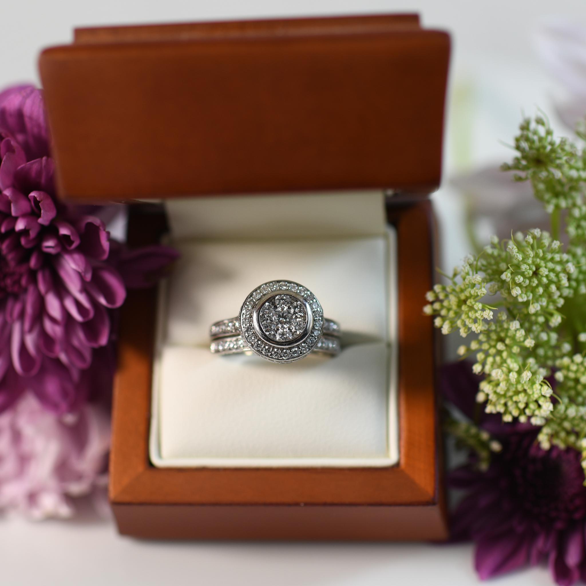 Step into a world of modern luxury with the Diamond Illusion Ring, a dazzling fusion of sophistication and contemporary style. Crafted in radiant 14k white gold, this ring features a diamond halo surrounding a modern cluster centerpiece, creating a
