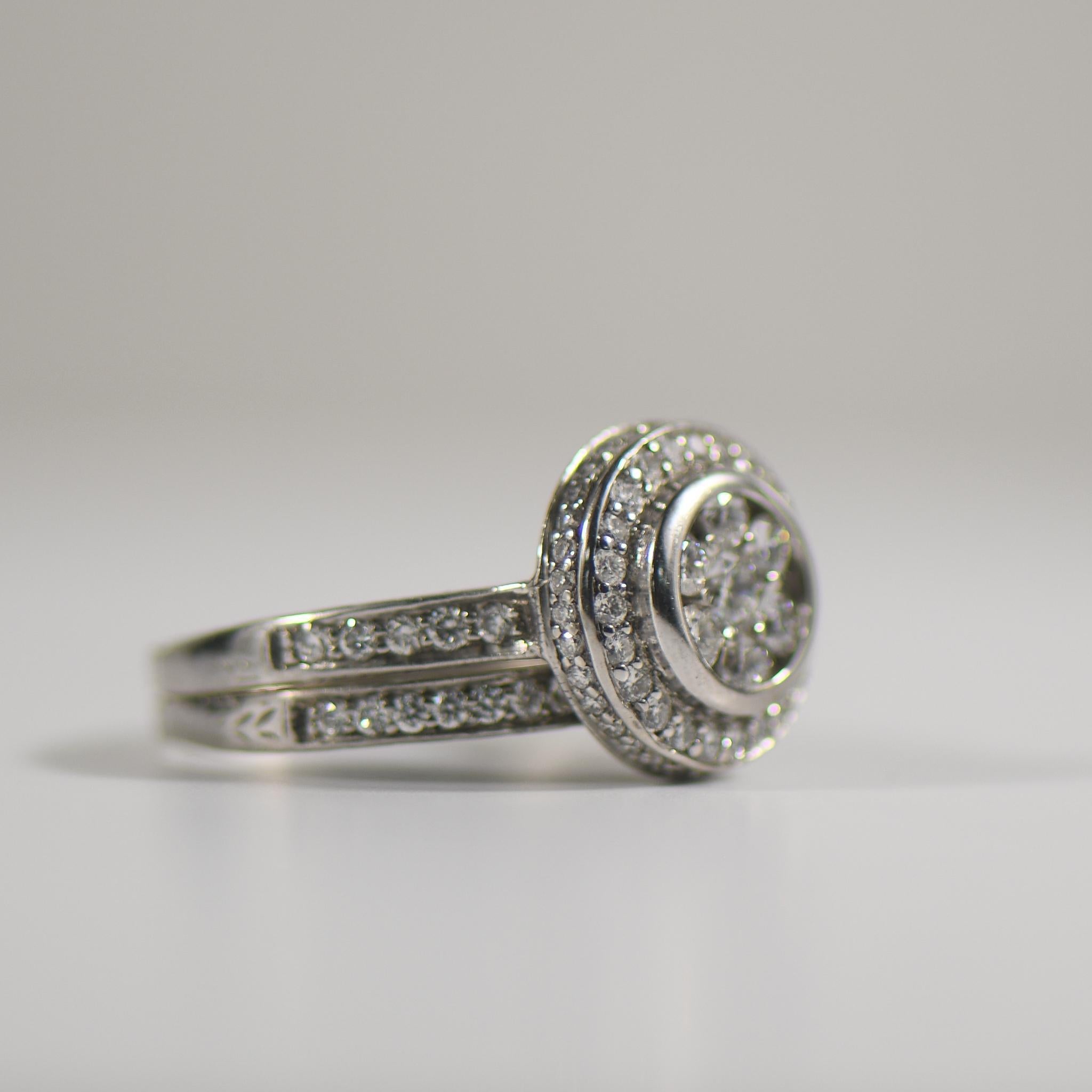 Women's 1.9ctw Diamond Halo Wedding Set Illusion Invisible Set Ring For Sale
