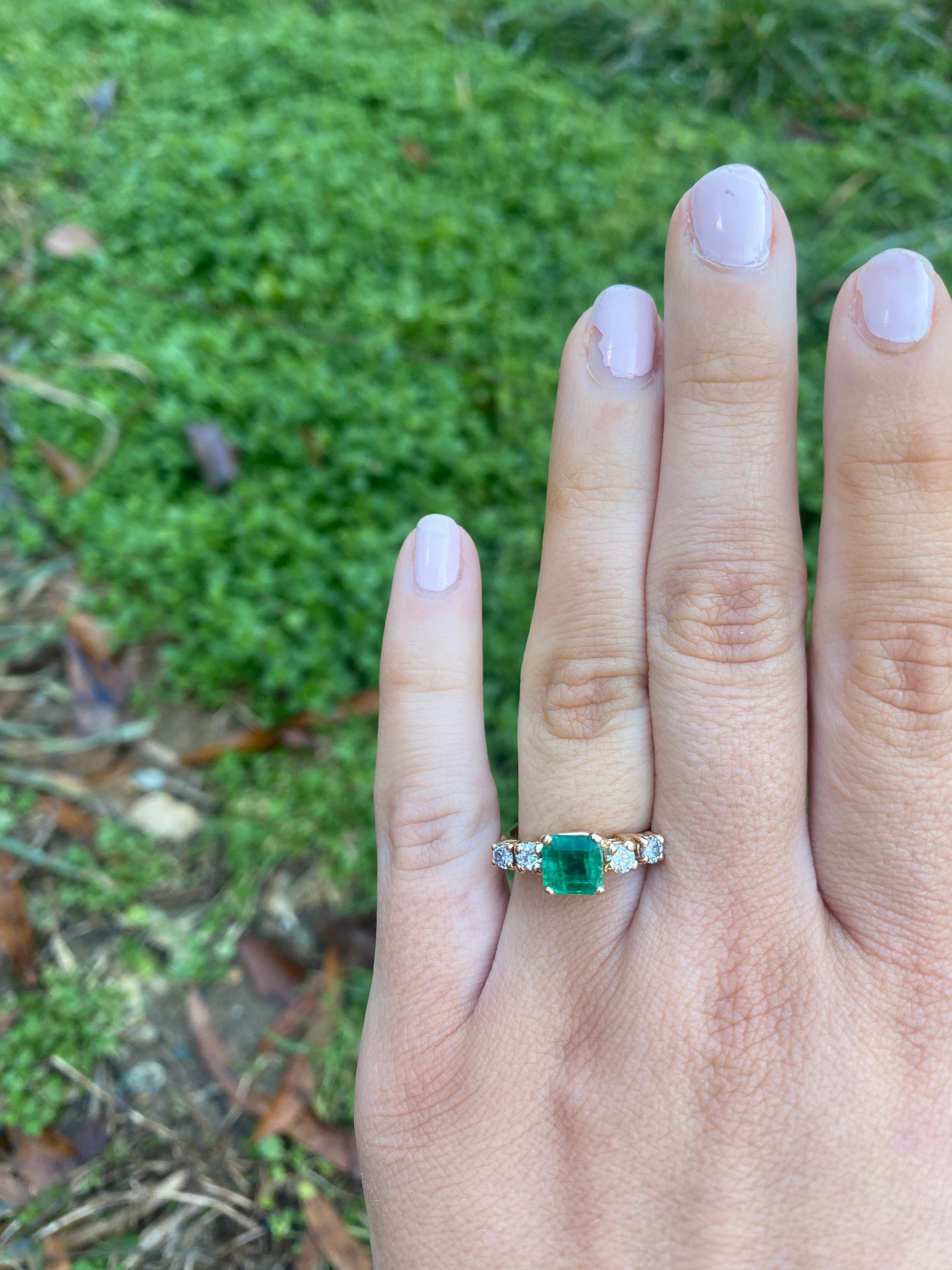 1.9ctw Emerald and Diamond Engagement Ring, 14k Yellow Gold, Ring Size 6.75 2