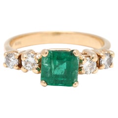 1.9ctw Emerald and Diamond Engagement Ring, 14k Yellow Gold, Ring Size 6.75