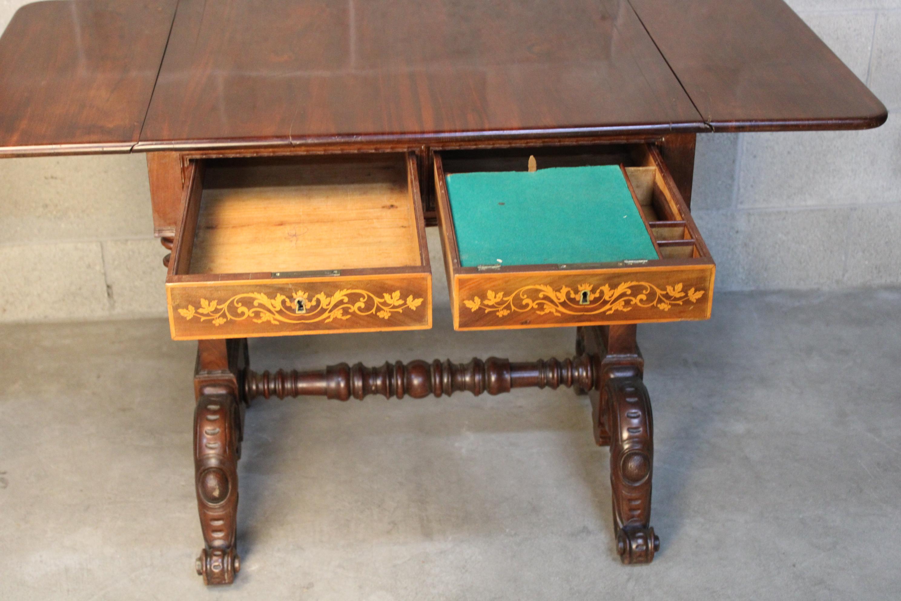 19th Century Marquetry Extended Louis Philippe period Center Table in Mahogany  8