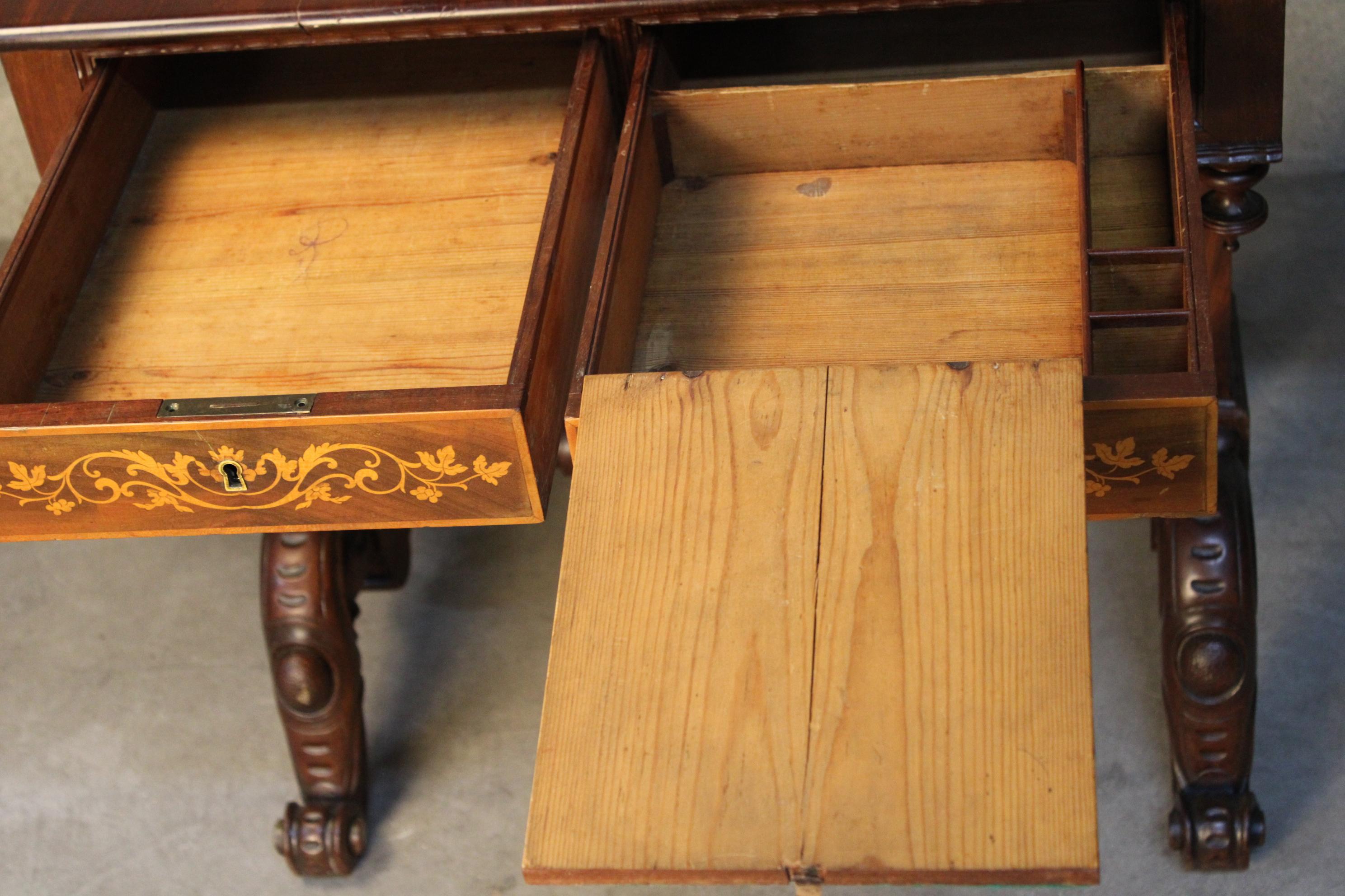 19th Century Marquetry Extended Louis Philippe period Center Table in Mahogany  10