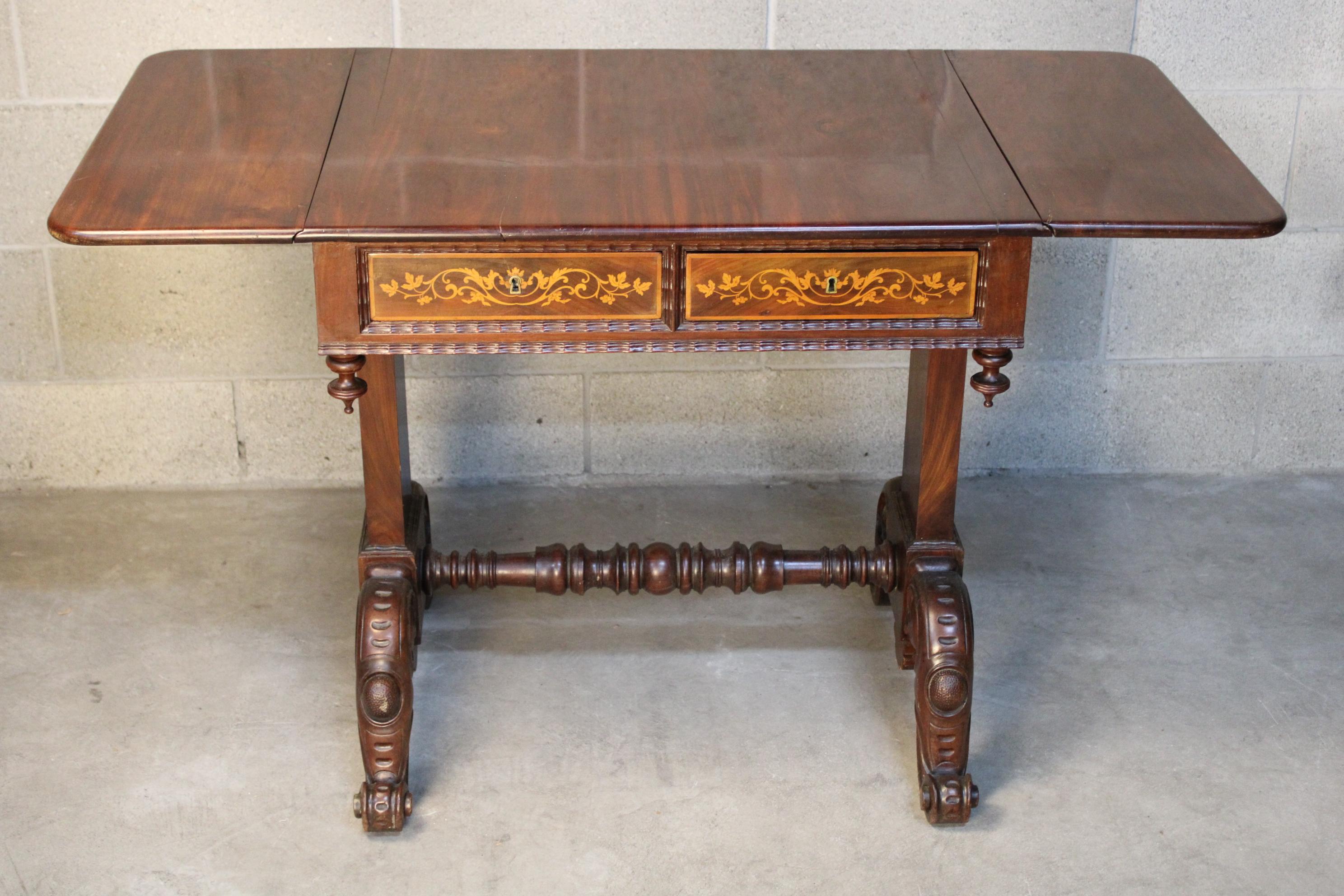 19th Century Marquetry Extended Louis Philippe period Center Table in Mahogany  13