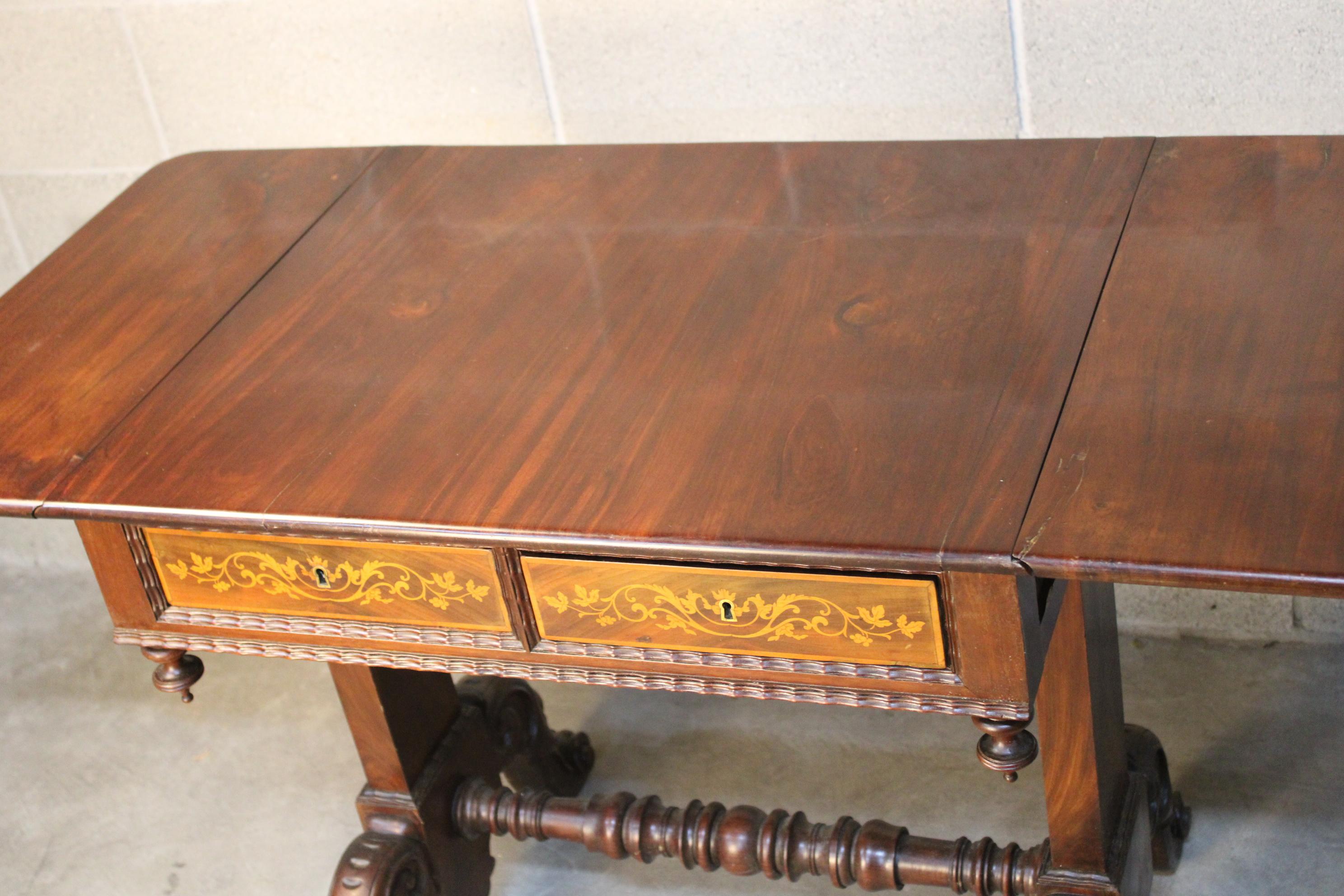 19th Century Marquetry Extended Louis Philippe period Center Table in Mahogany  14