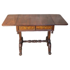 19th Century Marquetry Extended Louis Philippe period Center Table in Mahogany 